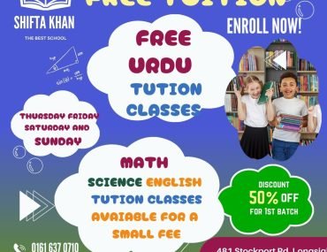 Poster for free tuition classes at BKM Community Group